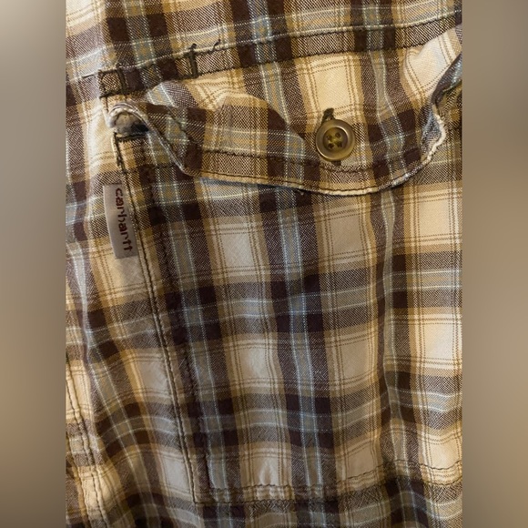 Carhartt size XL button up shirt relaxed fit, brown plaid, men's, country work - Picture 2 of 5